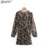 Zevity Women Vintage O Neck Flower Print Plised Mini Sukienka Damska Retro Złota Linia Wstecz Zipper Casual Slim Vestido DS4658 210603