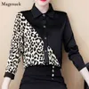 Plus Size Casual Donna Top e camicette Autunno Moda Camicia a maniche lunghe Sexy Leopard Slim Camicetta Blusas 8054 210512