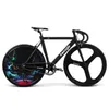 Ensemble de cadre en alliage d'aluminium motif étoile 700c, engrenage fixe, vélos de piste, ensemble de roues en alliage de magnésium, Cycles à roue libre