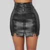 Faux PU Leather Sexy Mini Spódnice Damskie Plus Size Wysoka talia Zipper Szycie Czarne Ciasne dziewczyny BSQ031 210619
