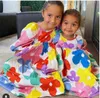 Kız Elbise 2021 Yaz Yeni Puf Kol Moda Baskı Çocuklar Kısa Pamuk Vintage Bebek Kız Tatil Partisi Q0716