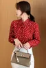 Camicie Donna Moda Dot Red Camicetta di chiffon Autunno manica lunga Camicie donna Colletto rovesciato Office Ladies Top Blusas B758 210602