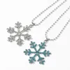 Hänge halsband kvinnor flickor snöflinga lysande kristall blomma julhängare smycken för tröja halsband