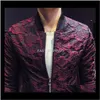 Apparel Mens Slim Jackets High Street Coats Floral Design Outerwear Tops Hommes Bomber Autumn Wiinter Fit Clothing Cz6I9