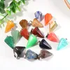 Personalidade encantos de pedra natural quartzo de cristal turquesa opala tigre olho pingente pêndulo para jóias diy colar