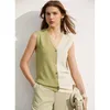 Minimalism Spring Summer Women's Tanks Tops Fashion Patchwork Vneck sleeveless Slim Fit Women Knitted 12140129 210527