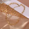 2021 Moda Duży Naszyjnik Retro Dla Kobiet Twist Gold Silver Color Chunky Grube Lock Choker Chain Necklaces Party Jewelry