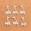 Engelska Bulldog Dog Pet Charms Clasp European Lobster Trigger Clip on Beads Mic 13x31mm Antik Silver C108 Smycken Resultat Komponenter 100st / Lot