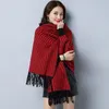 Women's Trench Coats Women's 2022 Spring And Autumn Shawl Knitted Scarf With Sleeves Cardigan Sweater Female Tassel Bat Sleeve Fashion