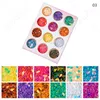 Nail Art Eye Makeup Laser Sequins Stickers Mermaid Halve Pearls Star Glitter 12 Kleuren / Set DIY Nails Decoratie Accessoires Tools