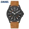 Smael Mäns Casual Watch Relojes Hombre 2019 Toppmärke SL-9102 Watch Men Simple Quartz Klockor med läder Relogio Masculino Q0524