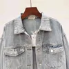 Zippers Short Denim Jacket Woman Spring Summer Long Sleeve Coat Loose Vintage Chic Fashion Female 210603