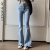 Autunno Casual Jeans Donna Pantaloni lunghi Pantaloni da cowboy femminili Streetwear Streetwear Streetwear High Waist Denim Flare Pants ZA5425 210427
