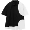 Men's Casual Shirts Men's S-6XL 2022 Men Women's Clothing Catwalk Original Deconstructing Irregular Black And White Contrast Shirt
