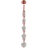 Stainless Steel Zircon Long Dangle Round Rhinestone Navel Belly Ring Button Bar Barbell Rings Piercing Reverse Jewelry