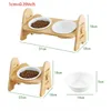 Podwójne sekcje stałe drewno prostokątny stół zwierzę domowe podwójne miska podniesiony stojak ceramika W0YC Cat Bowls Coverers