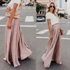 Women Skirt High Waist Pleated Long Skirts Black Pink White Red All Match Vintage Clothes Summer 210513