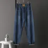 Höst Vinter Koreansk Casual Straight All-Match Trousers Vintage Loose Jeans Kvinnor High Street Fashion Denim Pants 210514