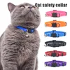 Cat Collars & Leads Collar With Bell Safety Buckle Kitten Small Dogs Cats Adjustable Nylon Pet Supplies LOTE88