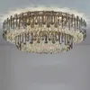 Round sufit żyrandol do salonu 2021 Dwuosobowy Dym Gray Crystal Sypialnia Wisząca Lampa Tabela Jadalnia Kryty Linghting