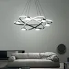 Lampy wiszące nowoczesne salon LED żyrandol oświetlenie nordyckie minimalistyczne czarne okrągłe ściemniacza do wiszącej lampy do sypialni jadalnia