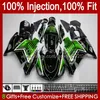 Injection Fallings ل Kawasaki Ninja ZZR 1400 CC ZX 14R 14 R ZZR1400 06-11 4NO.0 ZX14R 06 07 08 09 10 11 ZZR-1400 ZX-14R 2007 2008 2008 2007 2011 OEM Bodys Green Black