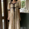 Square Collar Vintage Dress Women Summer Korean Robe Crochet Floral Lace Up Vestidos Mujer Chic Elegant Maxi Dresses 210519