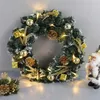 Jul LED Wreath Front Door Hängande Garland Semesterhus Dekorationer Xmas Tree Ornaments med LED-ljussträng 211104