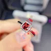 WEAINY Red Mozambique Garnet Solitaire Ring For Women Square Cut Solid 925 Sterling Silver Fashion Accessories On