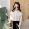 Kızlar Kazak Bebek Ceket Dış Giyim 2021 Boncuk Artı Kadife Kalınlaşmak Sıcak Kış Sonbahar Örme Scoop Ceket Çocuk Giyim Y1024