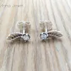 Authentic 925 Sterling Silver Pandora Sparkling Angel Wing Stud Earrings luxury for women men girl Valentine day birthday gift 298501C01