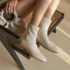 Meotina ayak bileği çizmeler kadın ayakkabı gerçek deri düşük topuklu kısa çizmeler fermuar kare ayak tıknaz topuklu kadın çizmeler sonbahar kış 40 210520