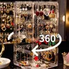 236 Holes Rotating Transparent Jewelry Box Earrings Display Stand Organizer Large Capacity Bracelet Necklace Storage 211102