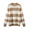 PUWD vintage vrouwen losse gestreepte katoen truien truien herfst mode dames y2k oversize tops meisjes chic knitwear 2111103