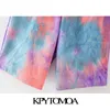 Vrouwen mode zijzakken tie-dye rechte corduroy shorts hoge taille rits vliegen vrouwelijke korte broek mujer 210420