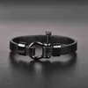 Jiayiqi Men Leather Bracelet Stainless Steel Horseshoe Buckle Casual Bangle 2020 New Fashion & Male Jewelry Gift