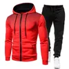 Conunto de Chaqueta Con Cremallera y Pantaln Negro Para Hombre、Sudadera非公式、Trajes Para Exterales、Novedad G1217