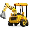 Large Children Electric Excavator Seated Remote Control RC Engineering Car Vehicle Toy-bee yellow