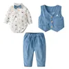 Комплекты одежды Комплект одежды для маленьких мальчиков Мальчики-близнецы на первый день рождения 4 шт. Галстук Костюм джентльмена с длинными рукавами Весенне-осенние наряды Born Shower Gift1302258
