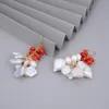 Guaiguai Bijoux Natural White Cultured Keshi Pearl Red Rice Coral Hook Ooys For Women Lady Girl Gift Jewelry4964136