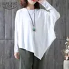 Camisa literária Mulheres blusa vintage coreano solta casual luva sólida tops outono plus tamanho irregular camisas blusas 12740 210417