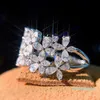 2022 New Arrival Sparkling Luxury Jewelry 925 Sterling Silver Marquise Cut Moissanite Diamond Party Women Wedding Leaf Band Ring Gift