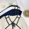 Рубашка женский дизайн смысл ниша весна и лето маленький ароматизатор рубашка тоньше с свободными длинными рукавами 210507