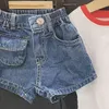 Çocuklar ve Kızlar için Casual Şort Kore Tarzı Çocuk Elastik Bel Pocket Denim Yaz Çocuk Pantolon 210515