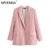 Women Fashion Office Wear Single Button Basic Blazer Coat Vintage Long Sleeve Pockets Female Outerwear Chic Tops 210416