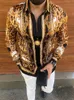 패션 프린트 남성 캐주얼 셔츠는 칼라 긴 소매 카미사 플러스 크기 3xL 루조 의류 탑 블루사 스프링 가을 하와이 호 하이 HO234H