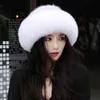 Kvinnor Real Mink Fur Bomber Hat Vinter Äkta Sticka Kepsar Varm Öronskydd Luxury Fluffy S Elastic Bowler 211229