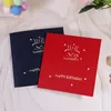 3D Pop Up Greeting Card Luminous Happy Birthday Cake Candle Blessing Cards Creative Modern Stereo Music Postcards Gifts