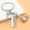 10Pieces/Lot Essential Hair Dryer Scissors Comb Keychain Haircut Tools Hair Blowing Salon Hairdresser Key Chains Stylist Keyring Gift