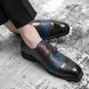 Scarpe eleganti da uomo Pelle PU Doppia fibbia Monk Strap Scarpe da uomo Stampa serpente Cap Toe Scarpe classiche italiane Zapatos Hombre Taglia 48